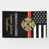 Banderoles Mince Red Line Flag Félicitations Pompiers Retrait (Horizontal)