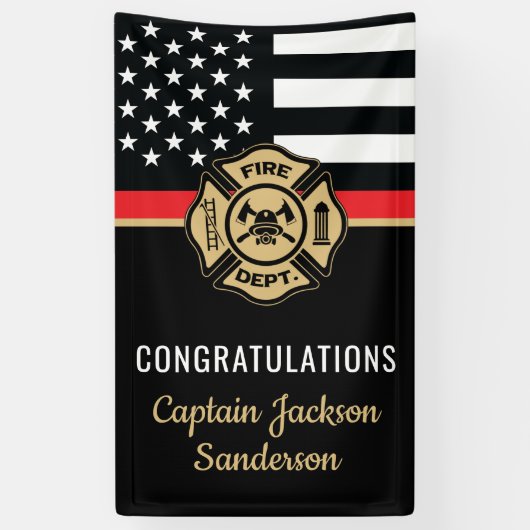 Banderoles Mince Red Line Flag Félicitations Pompiers Retrait (Vertical)