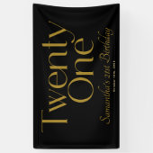 Banderoles Mini Elegant Black Gold 21ème anniversaire (Vertical)