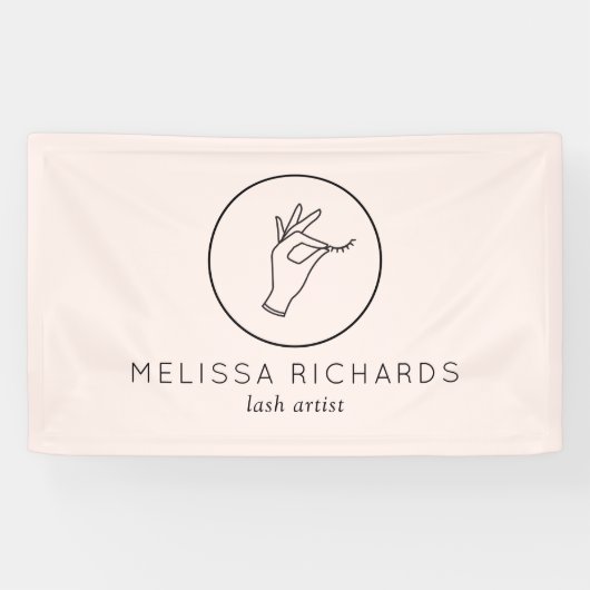 Banderoles Mini main et cils Logo maquillage Artiste rose (Horizontal)