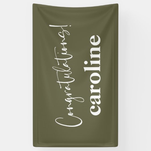 Banderoles Mini-Script Moss Green Custom Félicitations (Vertical)
