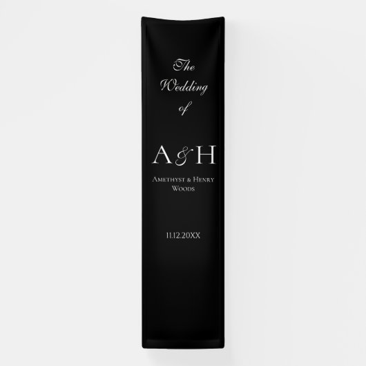 Banderoles Minimal Black Fabric Wedding Welcome Banner (Verticale)