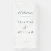 Banderoles Minimal Dusty Blue Wedding Welcome Sign (Verticale)