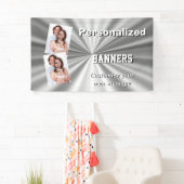 Banderoles Minimal gris métallique argenté de Faux (En situation)