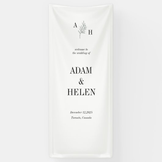 Banderoles Minimalist Black and White Wedding Welcome (Vertical)