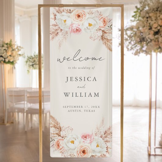 Banderoles Minimalist Boho Fall Floral Wedding Welcome