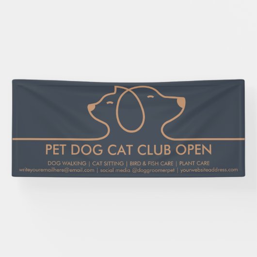 Banderoles Minimalist Chic Line Dog and Cat Logo (Horizontal)