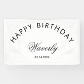 Banderoles Minimalist Happy Birthday Classic White (Horizontal)