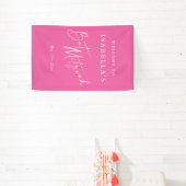Banderoles Minimalist Hot Pink Custom Bat Mitzvah Welcome (Insitu)