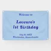 Banderoles Minimalist Light Blue Kids Birthday Banner (Horizontal)