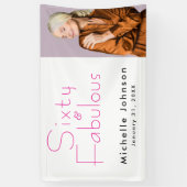 Banderoles Minimalist Pink 60 & Fabulous 60th Birthday Party (Vertical)