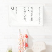 Banderoles Minimaliste Coeur noir et blanc Mariage moderne (En situation)