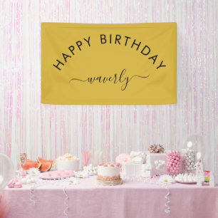 Banderoles Minimaliste Joyeux Anniversaire Classique Or