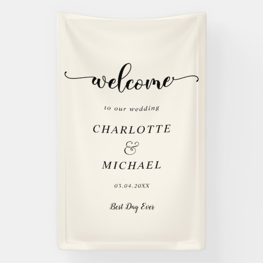 Banderoles Miodern, Minimal, Beige, Mariage Bienvenue (Verticale)