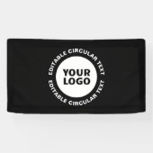 Banderoles Modèle de texte circulaire modifiable & Votre logo (Horizontal)