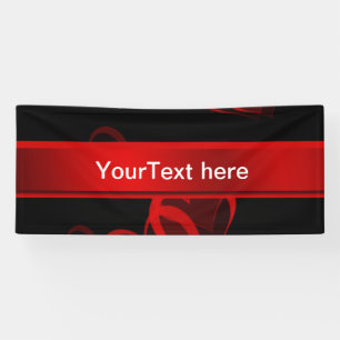 Banderoles modèle de texte noir cœur rouge