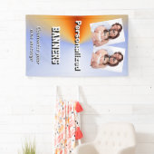 Banderoles Modèle photo bleu-clair et orange (En situation)