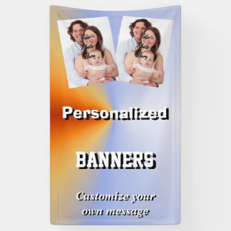 Banderoles Modèle photo bleu-clair et orange