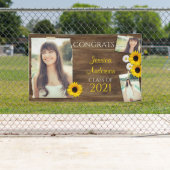 Banderoles Modèle photo de tournesol en bois rustique (En situation)