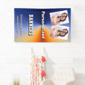 Banderoles Modèle photo fait sur commande bleu lumineux (En situation)