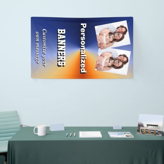 Banderoles Modèle photo fait sur commande bleu lumineux (Salon professionnel)