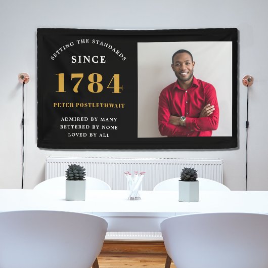 Banderoles Modèle photo fête d'anniversaire Noir Or chaque an