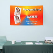 Banderoles Modèle photo orange et bleu clair (Salon professionnel)