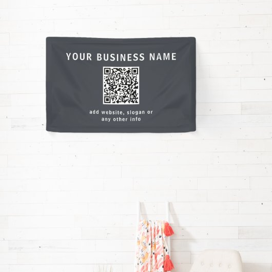 Banderoles Modèle simple pour votre code QR | Gris charbon (Insitu)