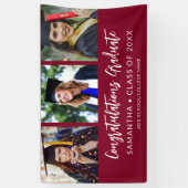 Banderoles Modern 3 Photo Congratulations Maroon Graduation (Vertical)