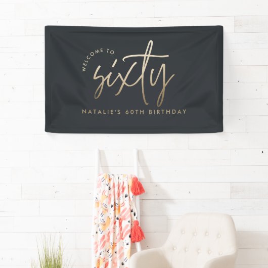 Banderoles Modern 60th birthday simple stylish elegant script (En situation)