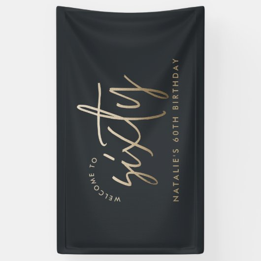 Banderoles Modern 60th birthday simple stylish elegant script (Vertical)
