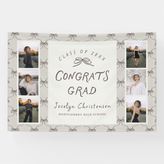 Banderoles Modern 6 Photo Collage Congrats Grad Graduation (Horizontal)