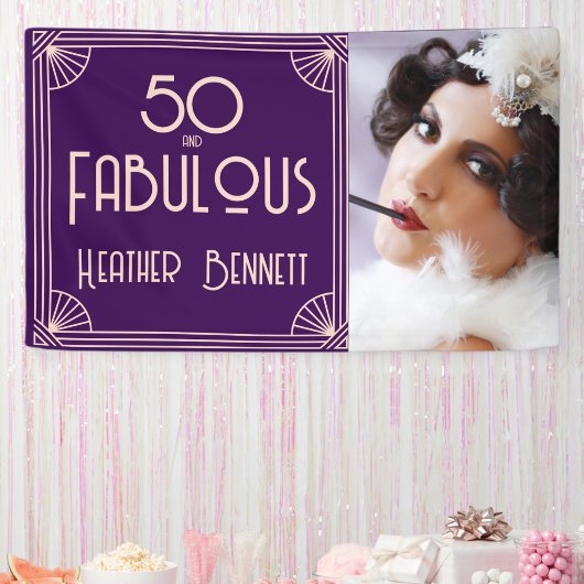 Banderoles Modern Art Deco 50 and Fabulous Birthday