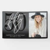 Banderoles Modern Black 50th Birthday Party (Horizontal)