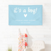 Banderoles Modern Blue it's a BOY Baby Shower (En situation)