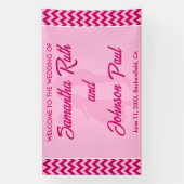 Banderoles Modern Blush Pink Chevron Stripe Wedding Welcome (Verticale)