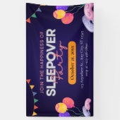 Banderoles Modern Dark Blue Sleepover Party with Illustration (Vertical)