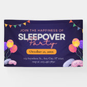 Banderoles Modern Dark Blue Sleepover Party with Illustration (Horizontal)
