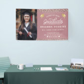 Banderoles Modern Elegant Script Gold Graduation Photo Cassis (Salon professionnel)