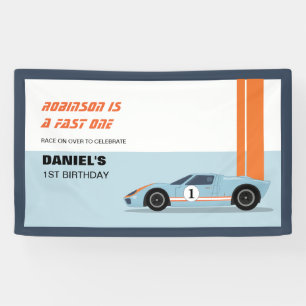 Banderoles Modern Fast One Race Car Boy 1er anniversaire