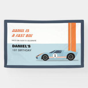 Banderoles Modern Fast One Race Car Boy 1er Anniversaire Bann