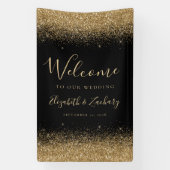 Banderoles Modern Gold Glitter Black Wedding Welcome (Verticale)