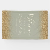 Banderoles Modern Gold Glitter Sage Green Wedding Welcome (Horizontal)