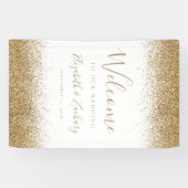 Banderoles Modern Gold Glitter White Wedding Welcome (Horizontal)