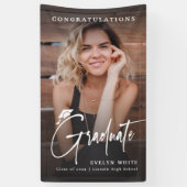 Banderoles Modern Grad Cap Script Photo Graduation Party (Vertical)