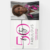 Banderoles Modern Minimal Pink Fifty Fabulous Script Birthday (Vertical)