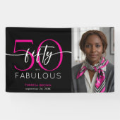 Banderoles Modern Minimal Pink Fifty Fabulous Script Birthday (Horizontal)