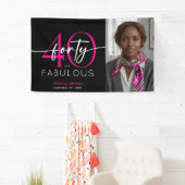 Banderoles Modern Minimal Pink Forty Fabulous Script Birthday (En situation)