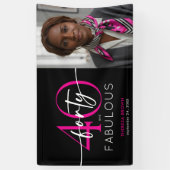 Banderoles Modern Minimal Pink Forty Fabulous Script Birthday (Vertical)