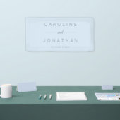 Banderoles Modern Minimalist Script Soft Blue Custom Wedding (Salon professionnel)